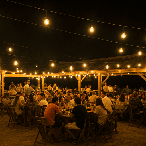 La gente disfrutando El Caldo